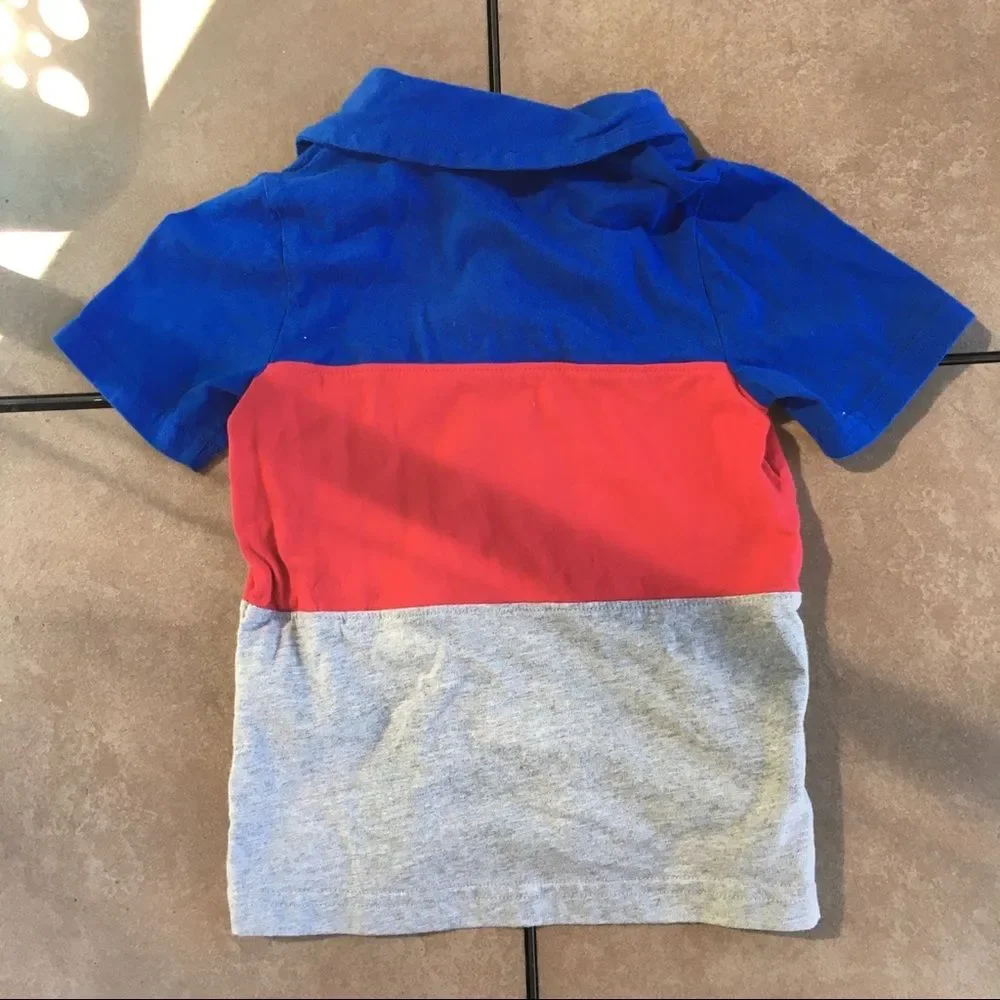 Blue, Red, and Grey Polo